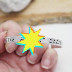Razzle Effin' Dazzle - Hand Stamped Anodized Aluminum Bangle - Adjustable